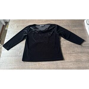 Impressions‎ Women's Velvet Black Quarter Sleeve Choker NeckTop Size Medium